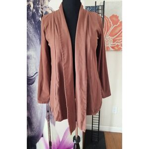 Pact Open Front Cardigan Brown Women's Size M Long Sleeve Drape Shawl Collar